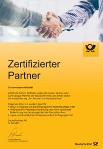 Zertifizierter Partner der Deutschen Post - Crossmediaworld, Stuttgart